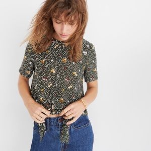 Madewell Silk Button Tie Tee in Dropleaf Floral